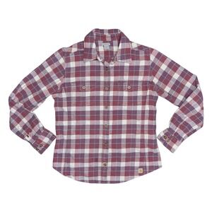 Carhartt Hamilton‎ Flannel Womens Medium 8/10 Red Plaid Long Sleeve Shirt 100714